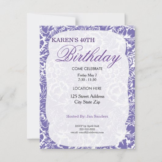 Hübsche Blume Einladungen zur Geburtstagspartei (Vorderseite)