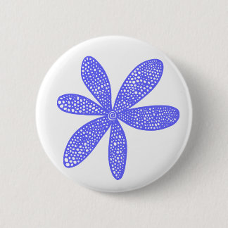 Hübsche Blume - Electric Blue on White Button