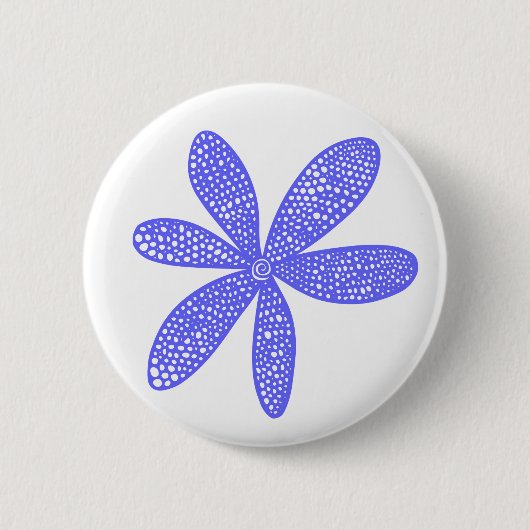 Hübsche Blume - Electric Blue on White Button (Vorderseite)