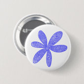 Hübsche Blume - Electric Blue on White Button (Vorne & Hinten)