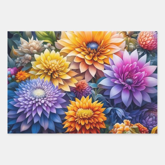 Hübsche Blume Flora und Fauna Kunst Geschenkpapier Set (Vorderseite 3)