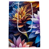 Hübsche Blume Flora und Fauna Kunst Mittlere Geschenktüte (Rückseite)