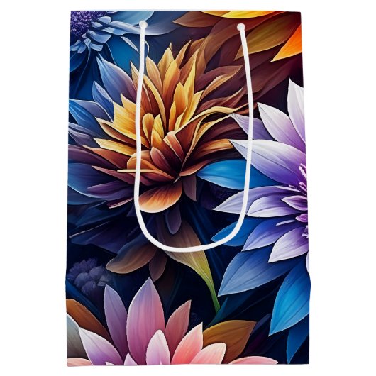 Hübsche Blume Flora und Fauna Kunst Mittlere Geschenktüte (Rückseite)