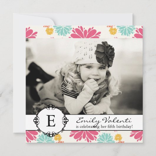 Hübsche Blume Foto Geburtstagspartei Einladung (Vorderseite)