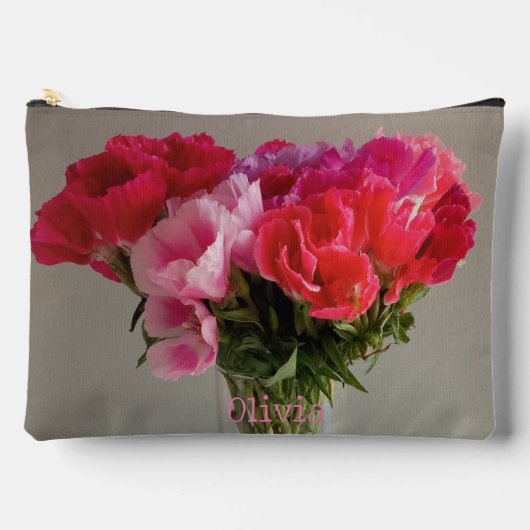 Hübsche Blume für Februar Foto+Individuelle Name Zubehörtasche (Vorderseite)