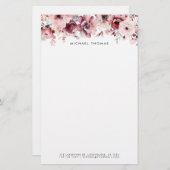 Hübsche Blume für Wasserfarben Burgund und Blush Briefpapier (Vorne/Hinten)