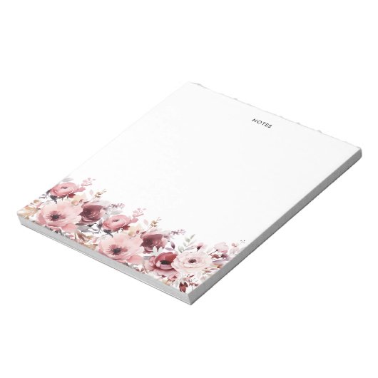 Hübsche Blume für Wasserfarben Burgund und Blush Notizblock (Rotiert)