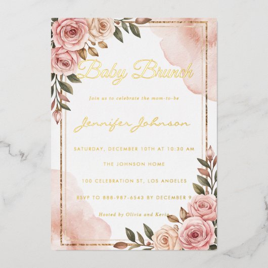 Hübsche Blume für Wasserfarben Kinderbrunch Folieneinladung (Vorderseite)