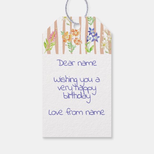 Hübsche Blume Geburtstagsgifttag Geschenkanhänger (Rückseite)