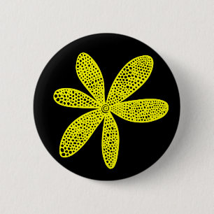 Hübsche Blume - Gelb in Schwarz Button