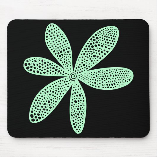 Hübsche Blume - Ghost Green auf Schwarz Mousepad (Vorne)