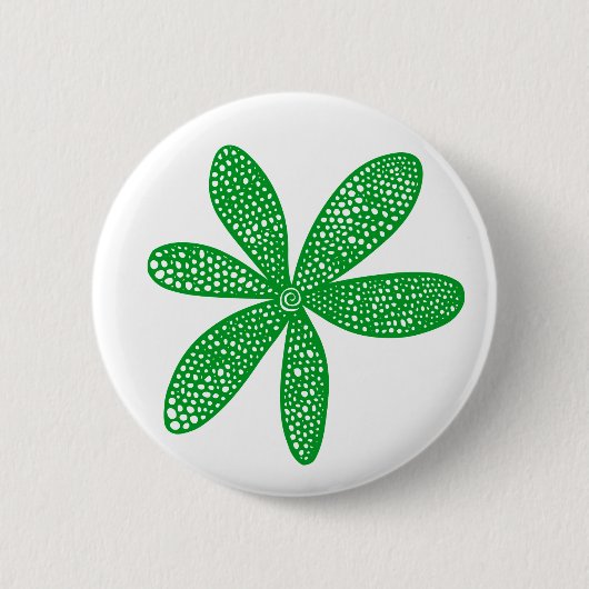 Hübsche Blume - Grasgrün auf Weiß Button (Vorderseite)