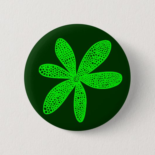 Hübsche Blume - grün auf dunkelgrün Button (Vorderseite)