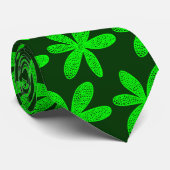 Hübsche Blume - grün auf dunkelgrün Krawatte (Gerollt)