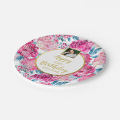 Hübsche Blume, Happy Birthday, Benutzerdefinierter Pappteller (Schrägansicht)