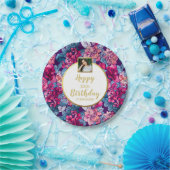 Hübsche Blume, Happy Birthday, Benutzerdefinierter Pappteller (Party)