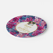 Hübsche Blume, Happy Birthday, Benutzerdefinierter Pappteller (Schrägansicht)