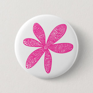Hübsche Blume - Heiß rosa auf Weiß Button