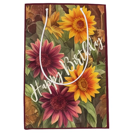 Hübsche Blume Herbst Herbst Geburtstag Mittlere Geschenktüte (Vorderseite)