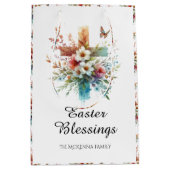 Hübsche Blume im Wasserfarbkreuz Christlich Ostern Mittlere Geschenktüte (Vorderseite)