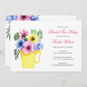 Hübsche Blume in einem Teacup Brautparty Teezeremo Einladung (Vorne/Hinten)