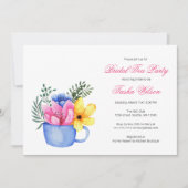 Hübsche Blume in einem Teacup Brautparty Teezeremo Einladung (Vorderseite)