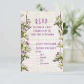 Hübsche Blume in Lila RSVP Karte (Stehend Vorderseite)