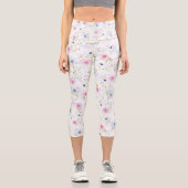 Hübsche Blume in Rosa und Blautönen Capri Leggings (Vorderseite)
