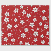 Hübsche Blume in Rot und Weiß Geschenkpapier (Flach)