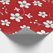 Hübsche Blume in Rot und Weiß Geschenkpapier (Ecke)