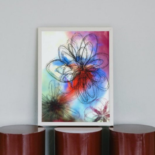 Hübsche Blume in Wasserfarben Abstrakt Leinwanddruck