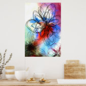 Hübsche Blume in Wasserfarben Abstrakt Poster (Küche)