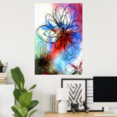 Hübsche Blume in Wasserfarben Abstrakt Poster (Heimbüro)