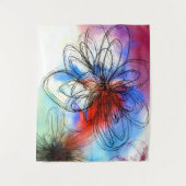 Hübsche Blume in Wasserfarben Abstrakt Wandteppich (Vorderseite)