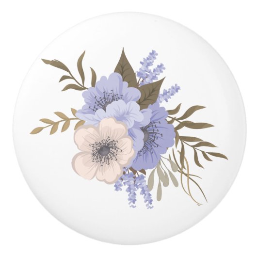 Hübsche Blume Kabinettsauger Knopfscheibe Keramikknauf (Vorderseite)