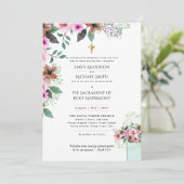 Hübsche Blume Katholische Hochzeit der Hochzeit de Einladung (Stehend Vorderseite)