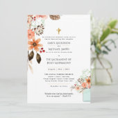 Hübsche Blume Katholische Hochzeit der Hochzeit de Einladung (Stehend Vorderseite)