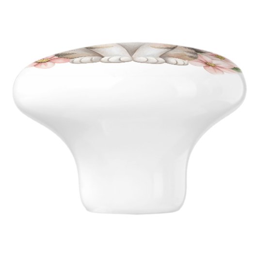 Hübsche Blume Keramikknauf (Seitenansicht)