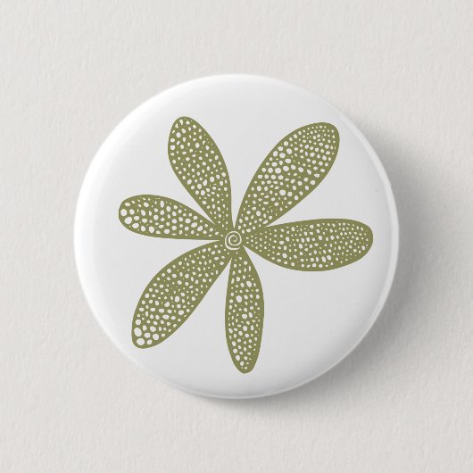 Hübsche Blume - Khaki auf Weiß Button (Vorderseite)