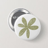 Hübsche Blume - Khaki auf Weiß Button (Vorne & Hinten)
