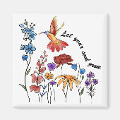 Hübsche Blume Kolibri lasse Ihr Soul wachsen Magnet (Vorne)