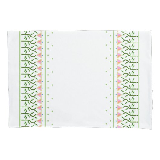 Hübsche Blume Kunstgrenze für stilisierte Tulpen Kissenbezug (Vorderseite-Links)