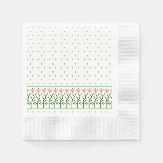 Hübsche Blume Kunstgrenze für stilisierte Tulpen Serviette (Vorderseite)