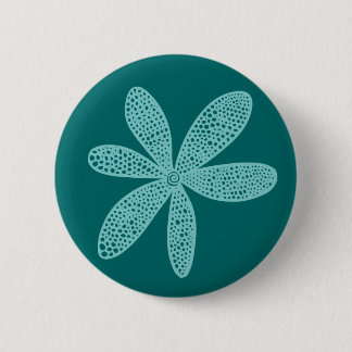 Hübsche Blume - Light Blue Green auf Moss Green Button