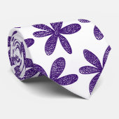 Hübsche Blume - Lila in Weiß Krawatte (Gerollt)