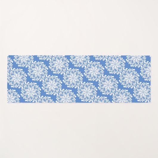 Hübsche Blume Mandala Pattern Blau Yogamatte (Vorderseite (Horizontal))