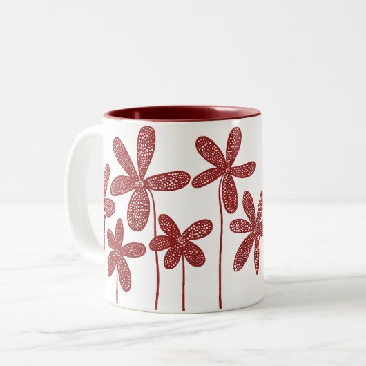Hübsche Blume - Maroon Zweifarbige Tasse (Vorderseite Links)