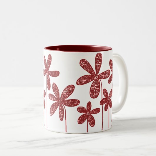 Hübsche Blume - Maroon Zweifarbige Tasse (VorderseiteRechts)