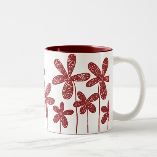 Hübsche Blume - Maroon Zweifarbige Tasse (Rechts)