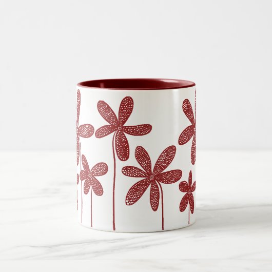 Hübsche Blume - Maroon Zweifarbige Tasse (Mittel)